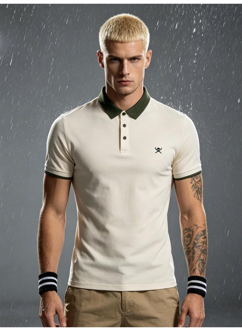 Hackett London Polo shirt with LOGO printing logo and contrast collar breathable leisure sports short sleeve shirt with slim POLO for men and women. - Image 1
