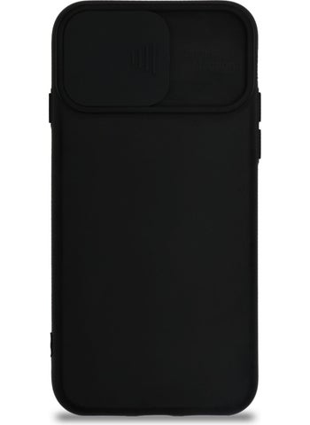 Apple iPhone Se 3 2022 Cover Camera Protected Sliding Colored Silicone Case - Black