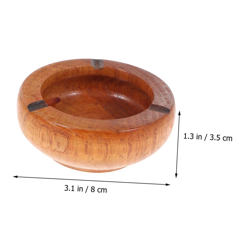 Small Retro Wooden Ashtray For Indoor Smoking Tabletop Office Living Room 10x3 5cm - Image 3