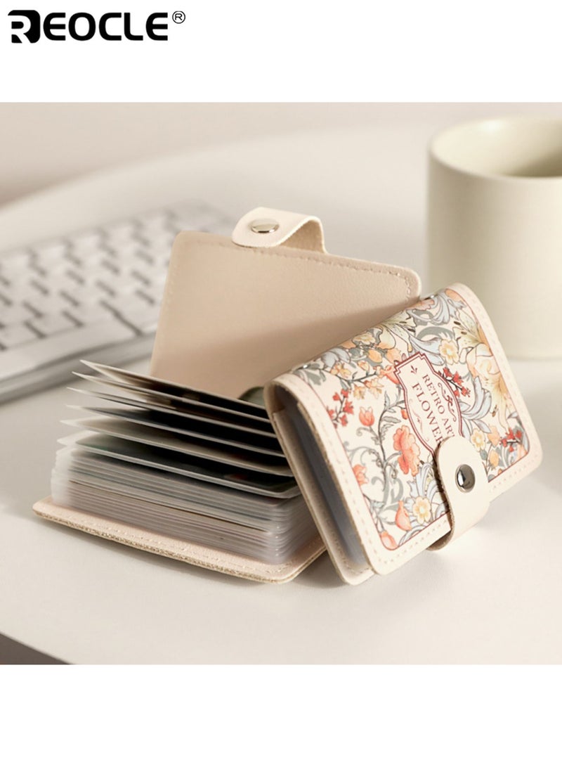 REOCLE Women's Floral Credit Card Holder with Multi Slot Organizer and Snap Closure Design Womens Compact Wallet with ID License Storage for Everyday Casual Use - Image 4