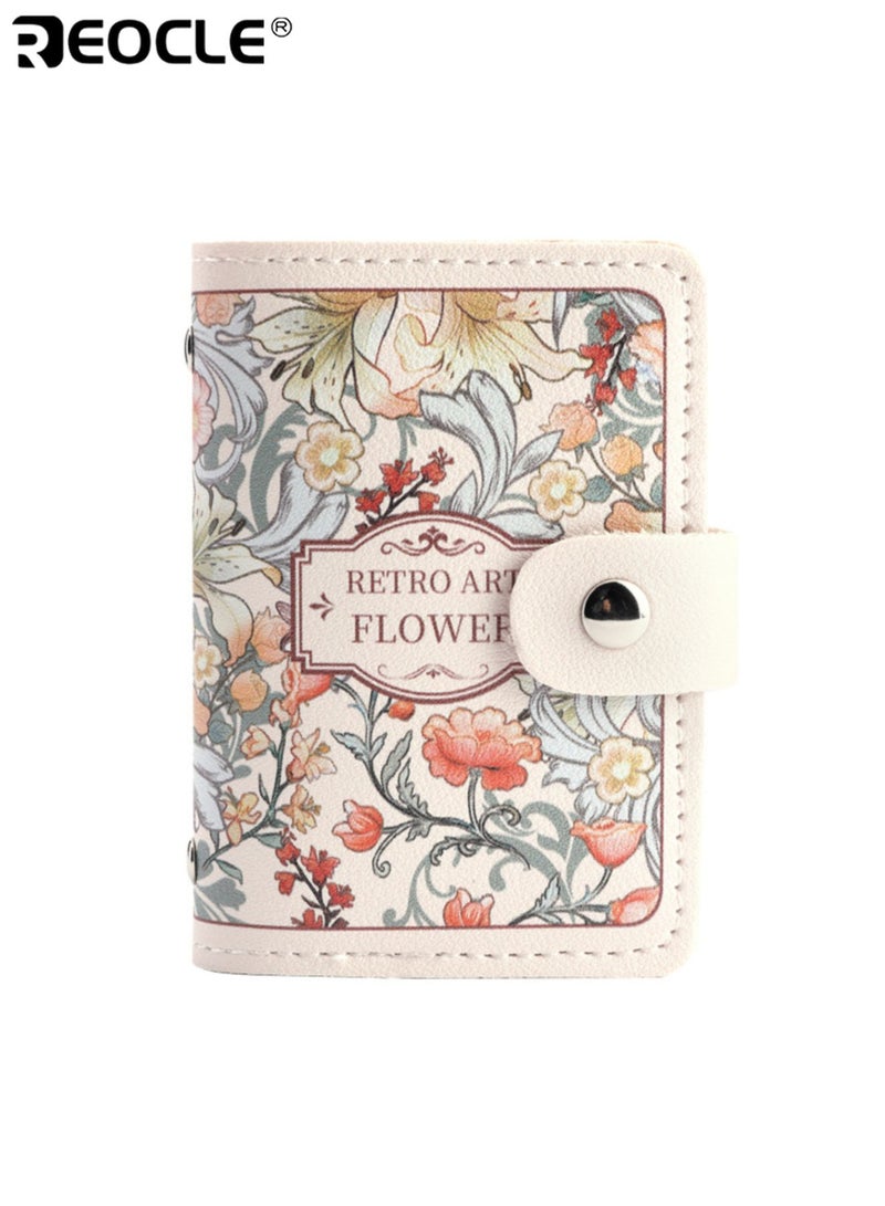 REOCLE Women's Floral Credit Card Holder with Multi Slot Organizer and Snap Closure Design Womens Compact Wallet with ID License Storage for Everyday Casual Use - Image 2