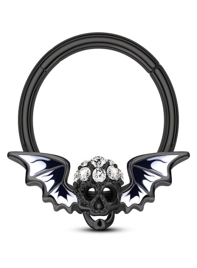 COCHARM Halloween Septum Rings,16G 10MM Black Skull Septum Jewelry, Dainty Helix Daith Earrings for Women, Stainless Steel Helix Daith Piercing Jewelry - Image 1