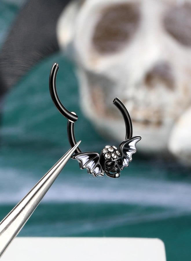 COCHARM Halloween Septum Rings,16G 10MM Black Skull Septum Jewelry, Dainty Helix Daith Earrings for Women, Stainless Steel Helix Daith Piercing Jewelry - Image 5