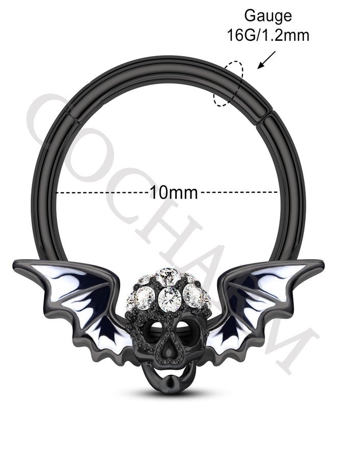 COCHARM Halloween Septum Rings,16G 10MM Black Skull Septum Jewelry, Dainty Helix Daith Earrings for Women, Stainless Steel Helix Daith Piercing Jewelry - Image 3