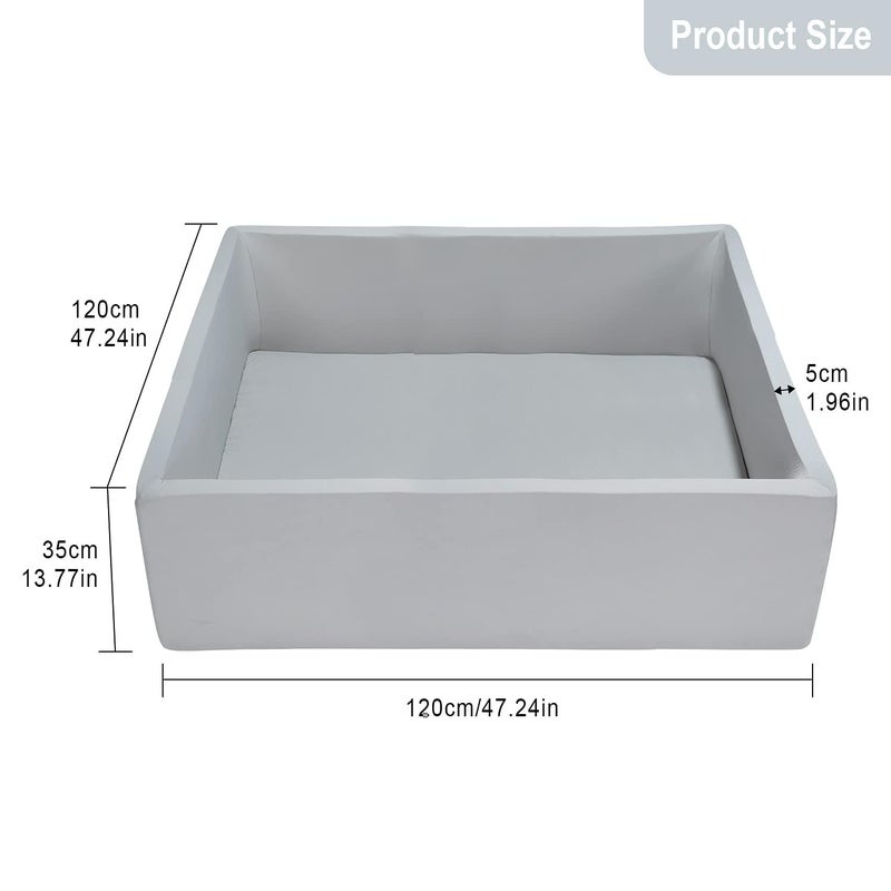TRENDBOX Extra Large Ball Pit 472x472x138in Memory Foam Pit Soft Pool Soft Equipment for Toddlers Kids  Light Gray Balls NOT Included - Image 3