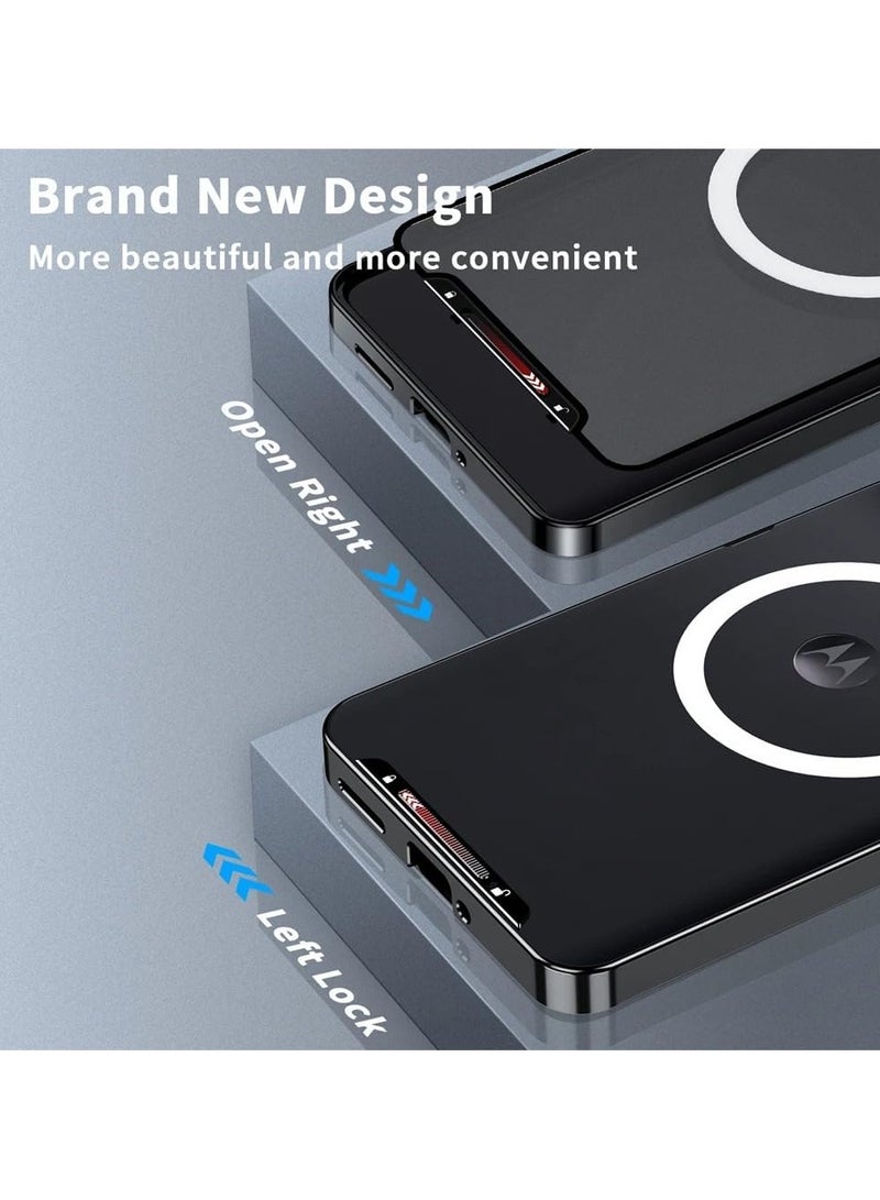 general Magnetic Case Compatible with Motorola Edge 50 Pro 5G, Metal Frame with Magnetic Charger Lens Protection Matte Translucent Shockproof Cover for Moto Edge 50 Pro - Image 2