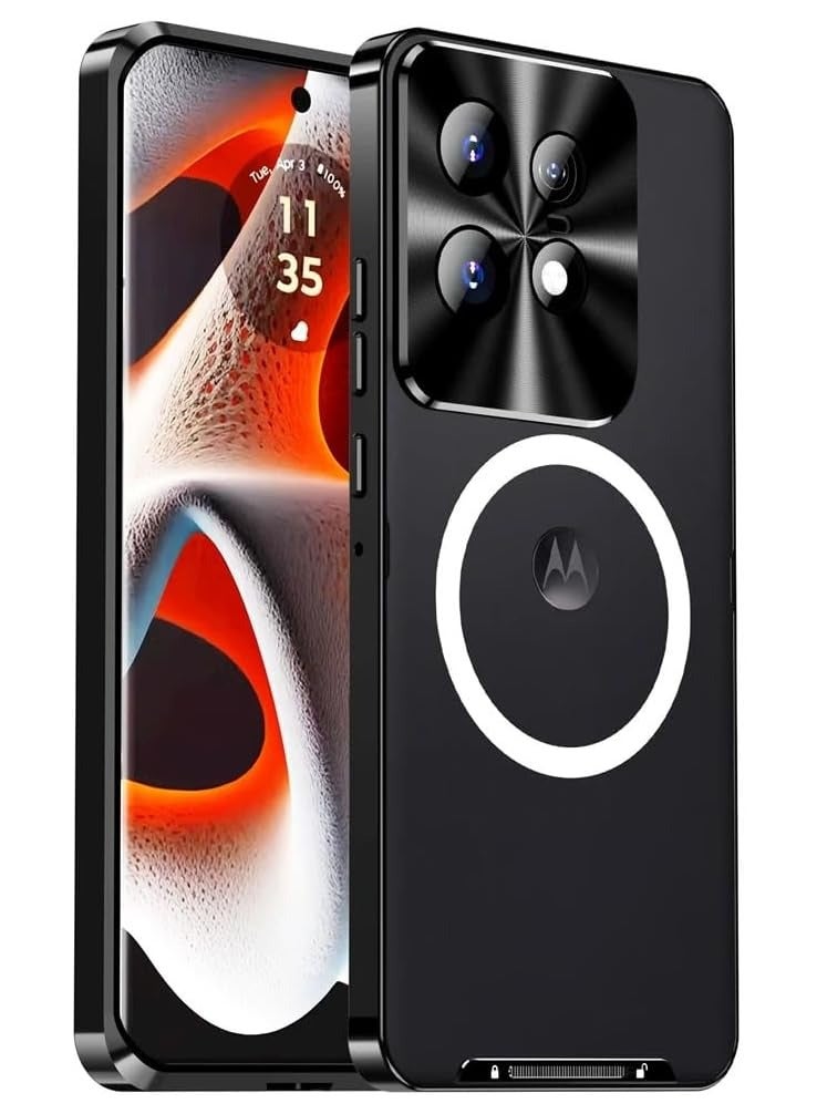 general Magnetic Case Compatible with Motorola Edge 50 Pro 5G, Metal Frame with Magnetic Charger Lens Protection Matte Translucent Shockproof Cover for Moto Edge 50 Pro - Image 1
