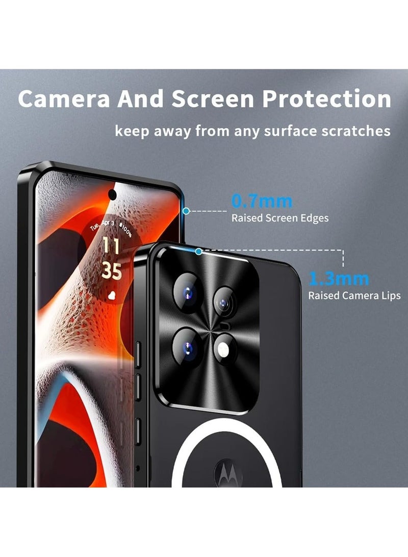 general Magnetic Case Compatible with Motorola Edge 50 Pro 5G, Metal Frame with Magnetic Charger Lens Protection Matte Translucent Shockproof Cover for Moto Edge 50 Pro - Image 4