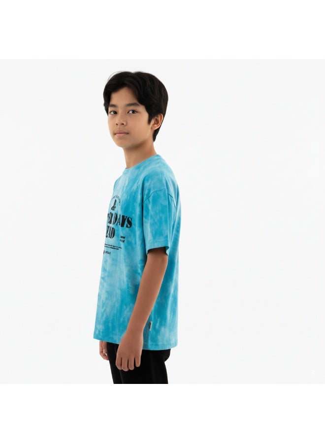 JOANNA 23KY309B Boy's Better Days Ahead Quotes Round Neck Short Sleeve T-Shirt - Turquoise - Image 2