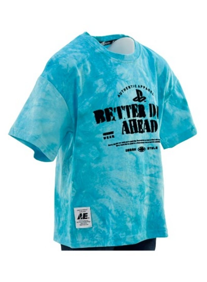 JOANNA 23KY309B Boy's Better Days Ahead Quotes Round Neck Short Sleeve T-Shirt - Turquoise - Image 5