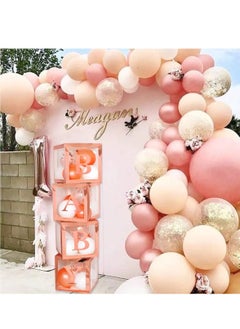 JOLLITY LLC Baby Shower Boxes Party Decorations – 4Pcs Transparent Balloons Décor Blocks for Boy Girl 1st Birthday Party Gender Reveal Backdrop (Rose Gold)  - Image 3