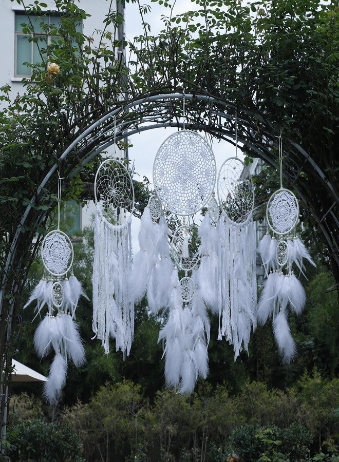 Artilady 5 Pack Boho Dream Catcher Wall Hanging - White Handmade Dream Catchers Large Small Wall Decor for Bedroom Adult Sun and Moon Bohemian Hanging Decor Wedding Party Decoration for Women Teen Girls - Image 3