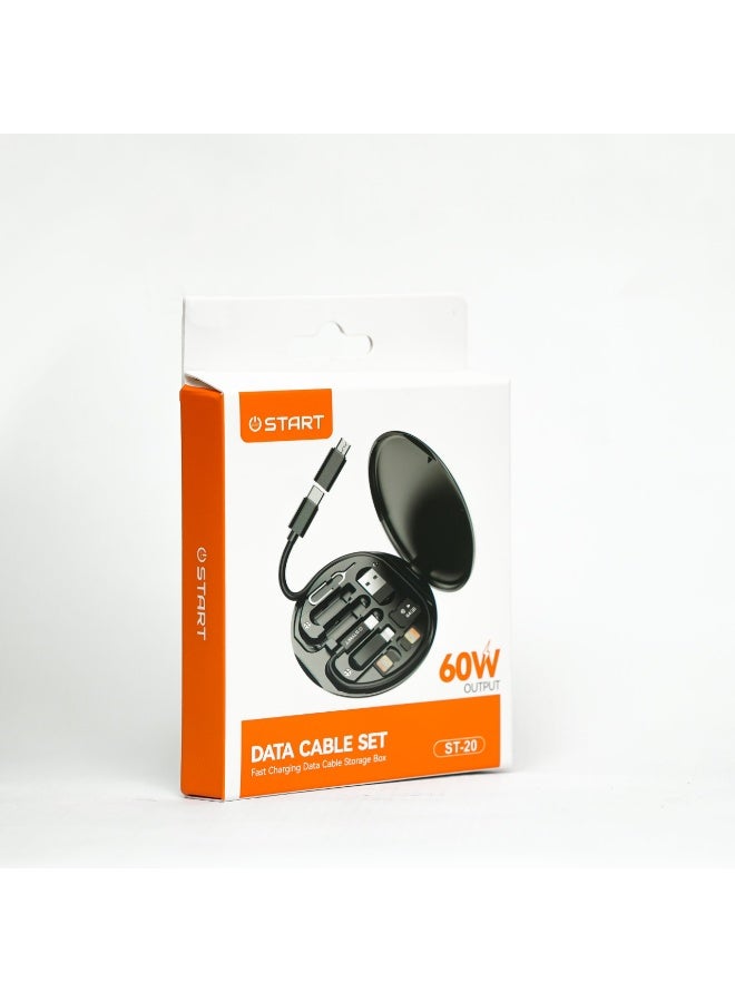 START ST-20 Multi-Charging Cable – 60W Fast Charging Data Cable Set with Compact Storage and Travel Design | START 60W Fast Charging Data Cable Set ST-20 Portable Storage Box - Image 2