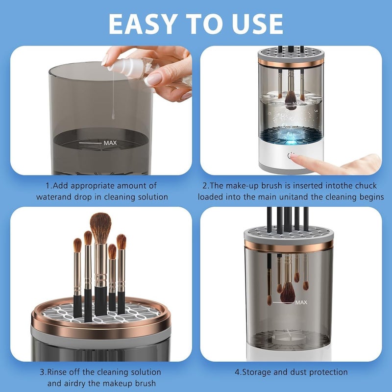 ZUGAD Makeup Brushes Cleaner Electric Makeup Brush Cleaner Makeup Brush Cleaner With 360 Degree Rotation Make Up Brush Cleaner Set Makeup Brush Cleaner MachineDeeply Cleans and Dry 1pc Multi - Image 3
