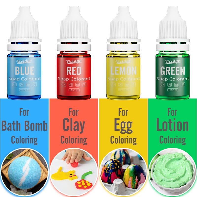 Vividye Soap Dye - 24 Color Food Grade Skin Safe Coloring for Bath Bomb and DIY Making Supplies - Liquid Concentrated Colorant Kit for Handmade Soaps and Crafts - Image 5