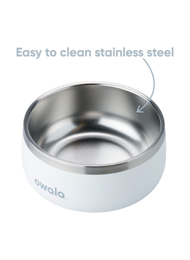 Owala - Pet Bowl  Durable Stainless Steel, Food And Water Bowl For Dogs, Cats, And All Pets, NonSlip Base, 24Oz, White (Shy Marshmallow) - Image 1