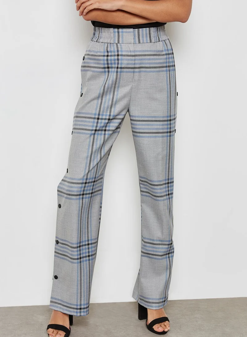 TOPSHOP Checked Popper Pants