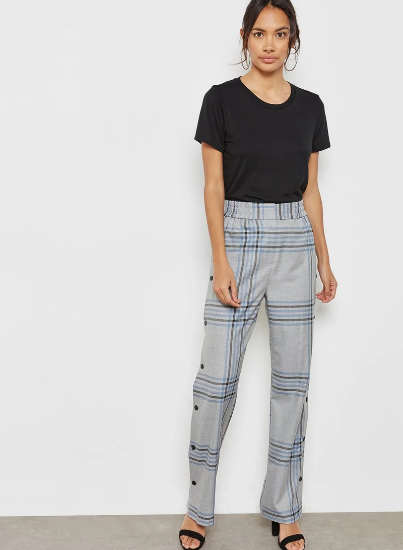 TOPSHOP Checked Popper Pants