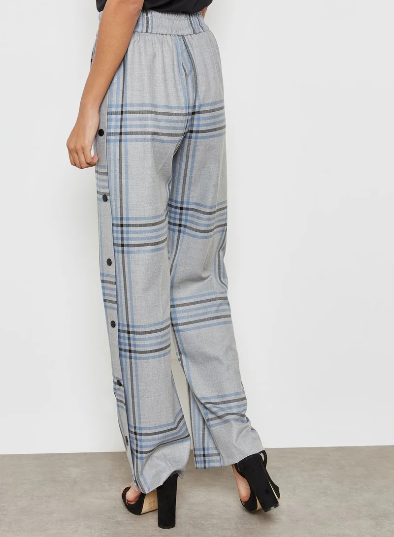 TOPSHOP Checked Popper Pants