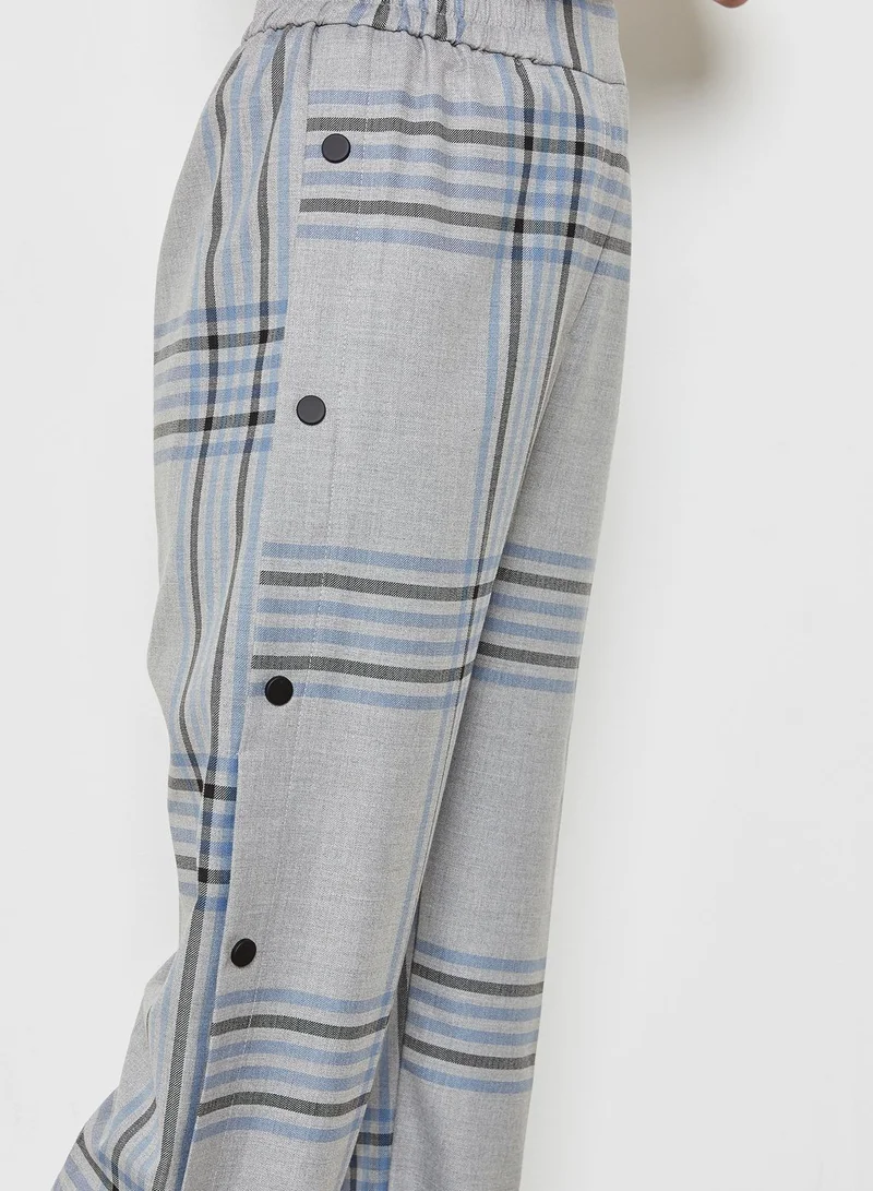 TOPSHOP Checked Popper Pants