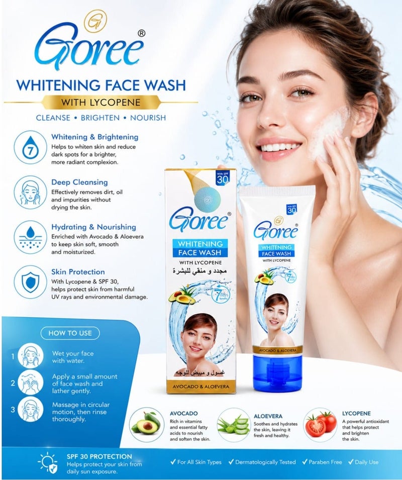 Goree Whitening Face Wash With Lycopene Avocado And Aloe Vera 70 ml - Image 2