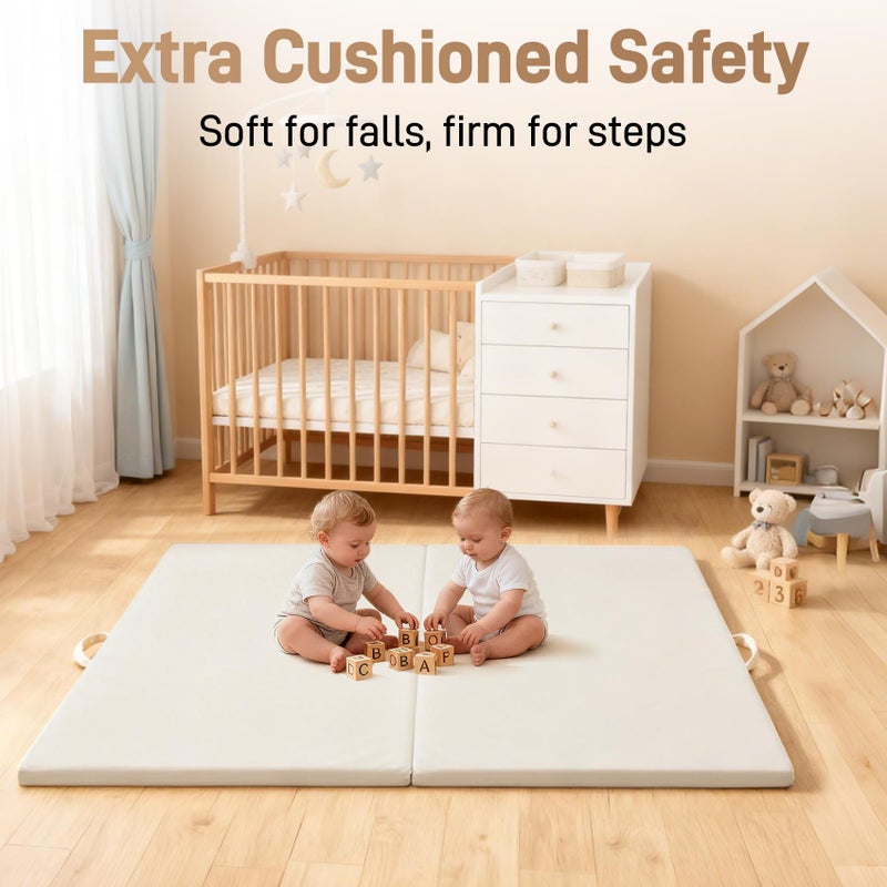 Bootuu Baby Play Mat for Floor 1.4" Thick Memory Foam 50x50 Playpen Mat for Toddlers Infant Kids with Non-Slip Backing Safe for Crawling, Water-Repellent Leather for Tummy Time, Tatami Style(Grey) - Image 5