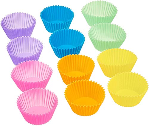 BHOJAL Silicone Round Moulds for MuffinsCupcakeJellyCake Multicolor 12 Pieces - Image 2
