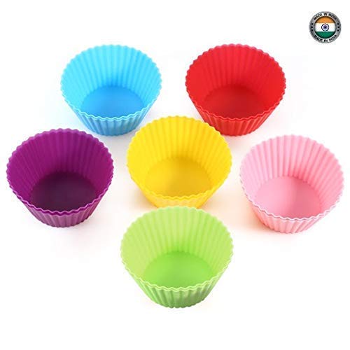 BHOJAL Silicone Round Moulds for MuffinsCupcakeJellyCake Multicolor 12 Pieces - Image 4