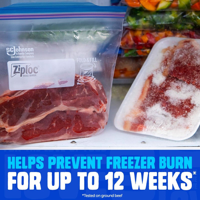 Ziploc 2 Gallon Food Storage Freezer Bags, Grip 'n Seal Technology for Easier Grip, Open, and Close, 10 Count (Packaging May Vary) - Image 3