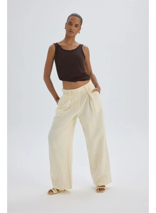 Bohemai  Alidah Ribbed Yellow Wide-Leg Pants. for Women | Best Price UAE