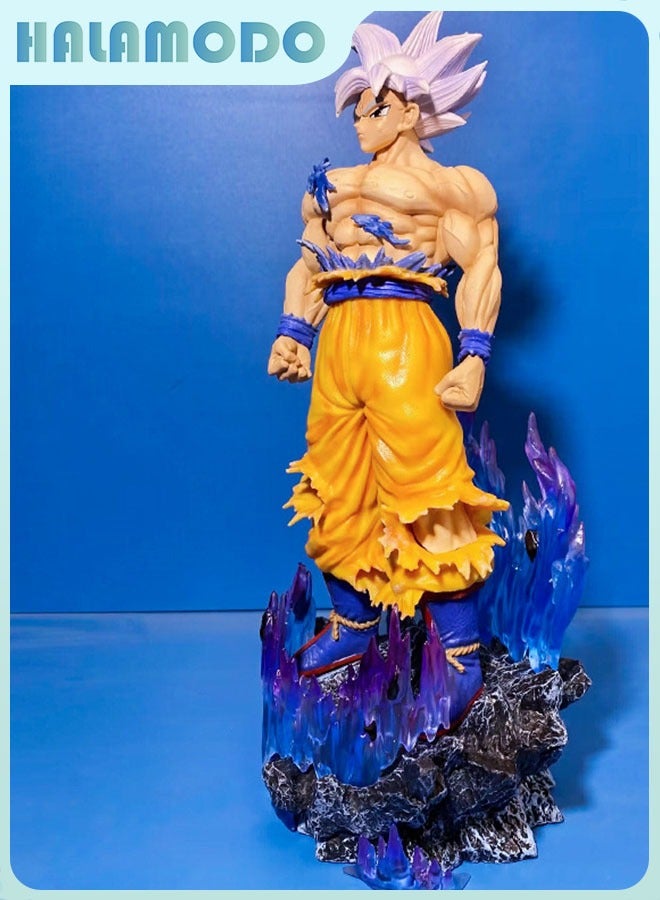 HALAMODO Dragon Ball,Standing Ultra Instinct White-Haired Goku Anime Figure, Desk Centerpiece and Birthday Gift 32.5cm  - Image 2