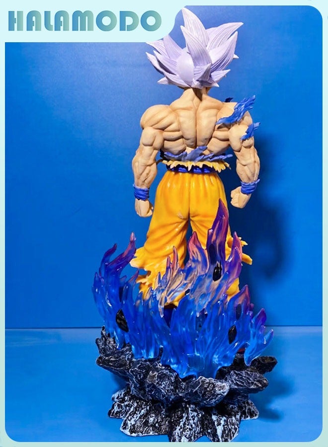 HALAMODO Dragon Ball,Standing Ultra Instinct White-Haired Goku Anime Figure, Desk Centerpiece and Birthday Gift 32.5cm  - Image 4
