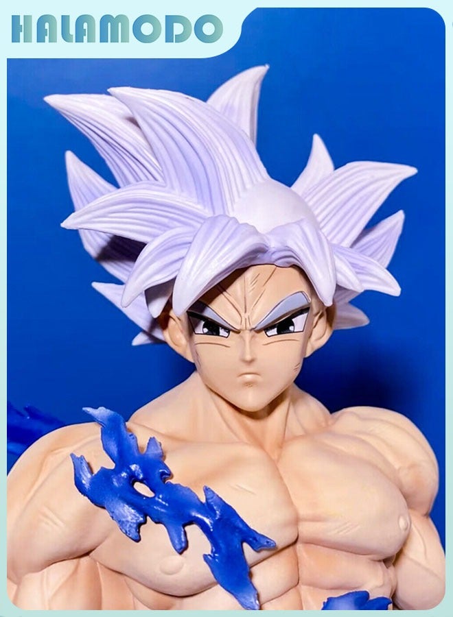 HALAMODO Dragon Ball,Standing Ultra Instinct White-Haired Goku Anime Figure, Desk Centerpiece and Birthday Gift 32.5cm  - Image 3