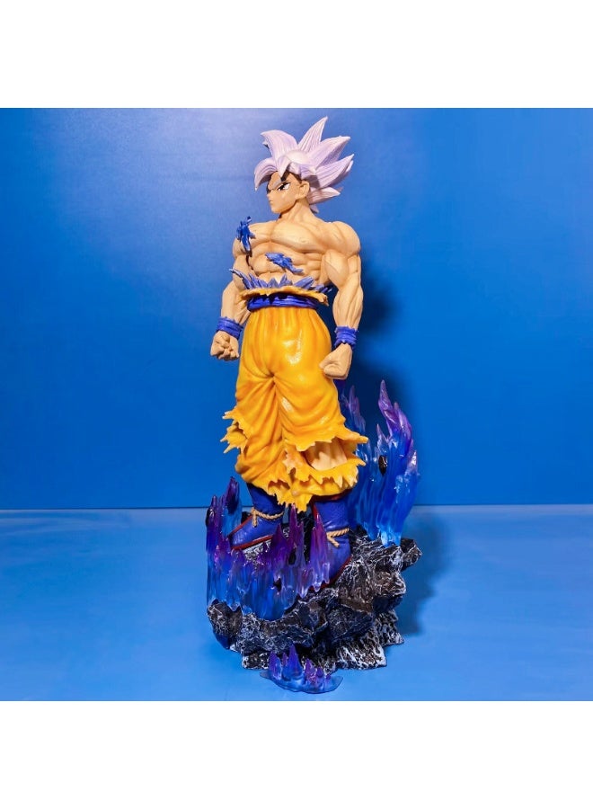 HALAMODO Dragon Ball,Standing Ultra Instinct White-Haired Goku Anime Figure, Desk Centerpiece and Birthday Gift 32.5cm - Image 3