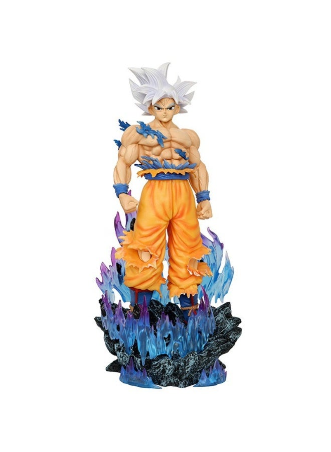 HALAMODO Dragon Ball,Standing Ultra Instinct White-Haired Goku Anime Figure, Desk Centerpiece and Birthday Gift 32.5cm - Image 1