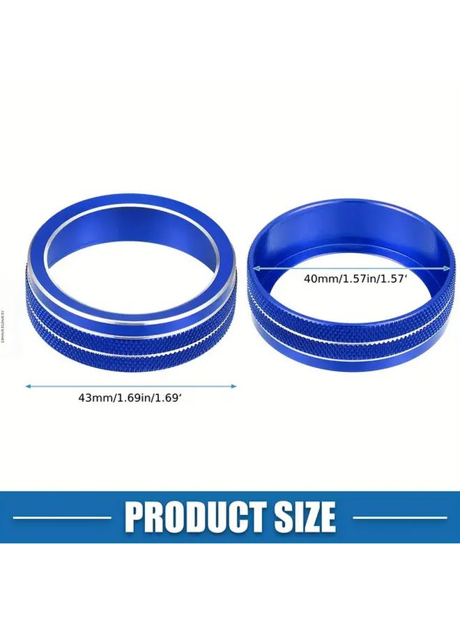AC Knob Ring Cover Climate Control Ring Knob Covers For Vw Tiguan Taos Jetta Passat Atlas Arteon Golf R Beetle Aluminum Alloy Blue Pack Of 3 - Image 2