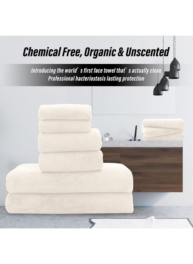 MOONQUEEN MOONQUEEN Ultra Soft Towel Set-Quick Drying - 2 Bath Towels 2 Hand Towels 2 Washcloths-Microfiber Coral Velvet Highly Absorbent Towel for Bath Fitness, Bathroom, Sports, Yoga, Travel (Cream, 6 Pcs)  - Image 4