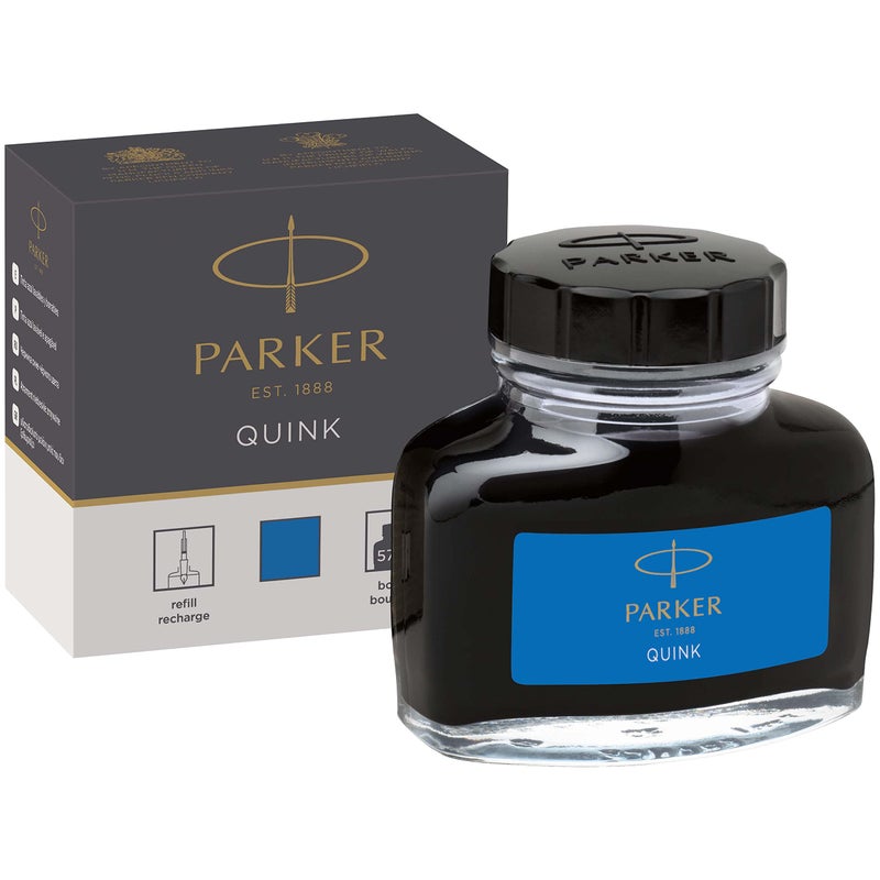 Parker Fountain Pen Ink Bottle | Washable Blue QUINK Ink | 57 ml Fountain Pen Refill - Image 1
