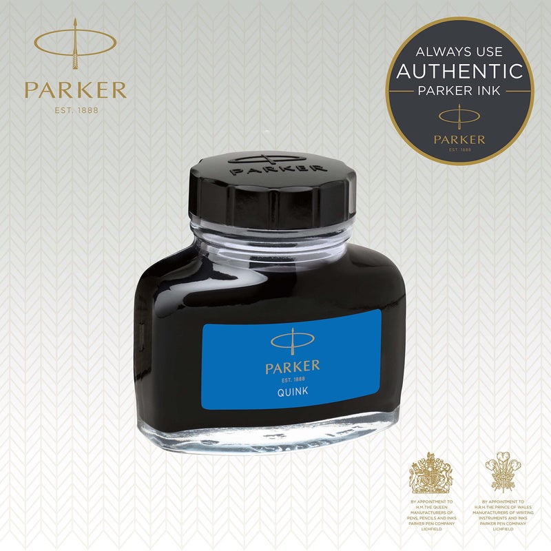 Parker Fountain Pen Ink Bottle | Washable Blue QUINK Ink | 57 ml Fountain Pen Refill - Image 2