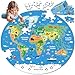 Ppotyo 72 Piece World Map Jigsaw Puzzle for Kids 35 46 Globe Round Floor Puzzles Geography Educational Birthday Gifts Learning Resource Educational Montessori Toys World Map - Image 2
