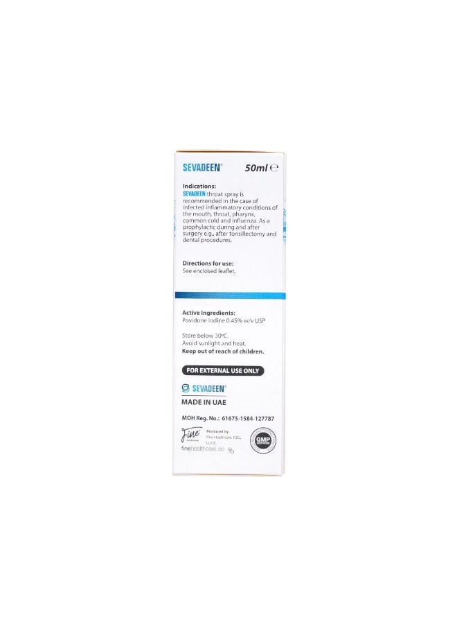 SEVADEEN Throat Spray 50ml - Image 2