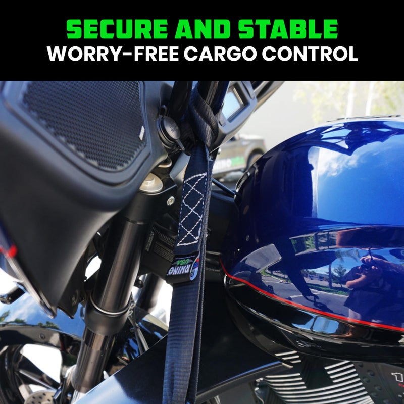 Rhino USA أحزمة ربط لينة من رينو الولايات المتحدة (4 عبوات) - 1.6 بوصة × 17 بوصة (قوة كسر 5,000 رطل) أحزمة دراجات نارية ثقيلة الاستخدام مع أحزمة ربط - أحزمة مقود للدراجات الرباعية، الدراجات النارية (أسود) - Image 5