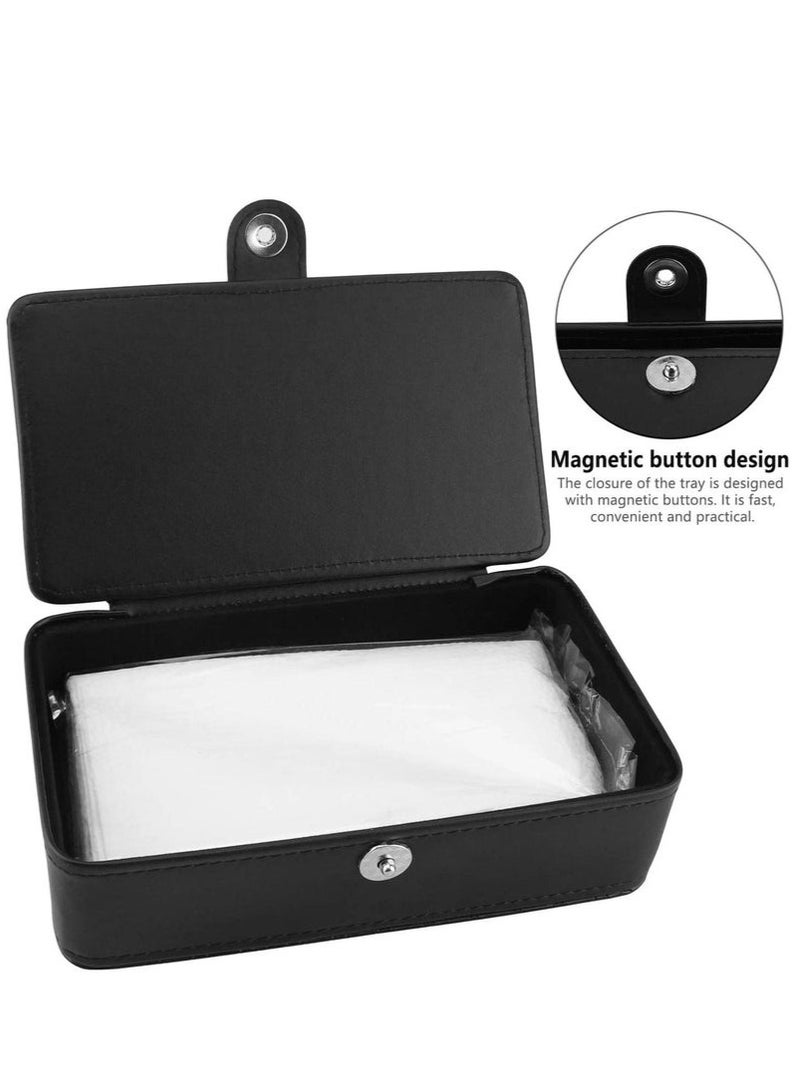 Car Tissue Holder, Car Sun Visor Napkin Holder, Hanging Paper Towel Clip, Tissue Paper Holder Dispenser, Napkin Tissue Tray Container, PU Leather Backseat Tissue Paper Box for Car, Black - Image 4