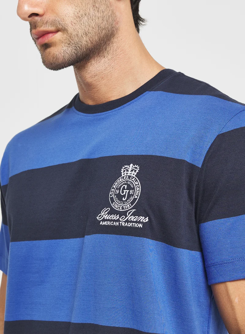 Guess Jeans Stripe Crew Neck T-Shirt