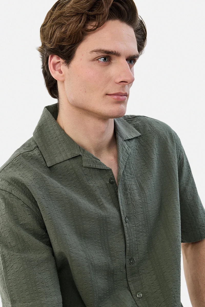 Snitch Green Box Fit 100% Cotton Textured Shirt for Men | Best Price UAE