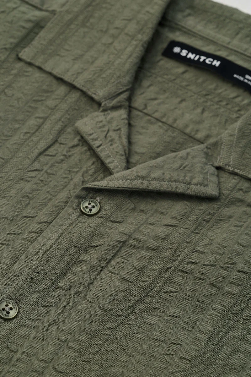 Snitch Green Box Fit 100% Cotton Textured Shirt for Men | Best Price UAE