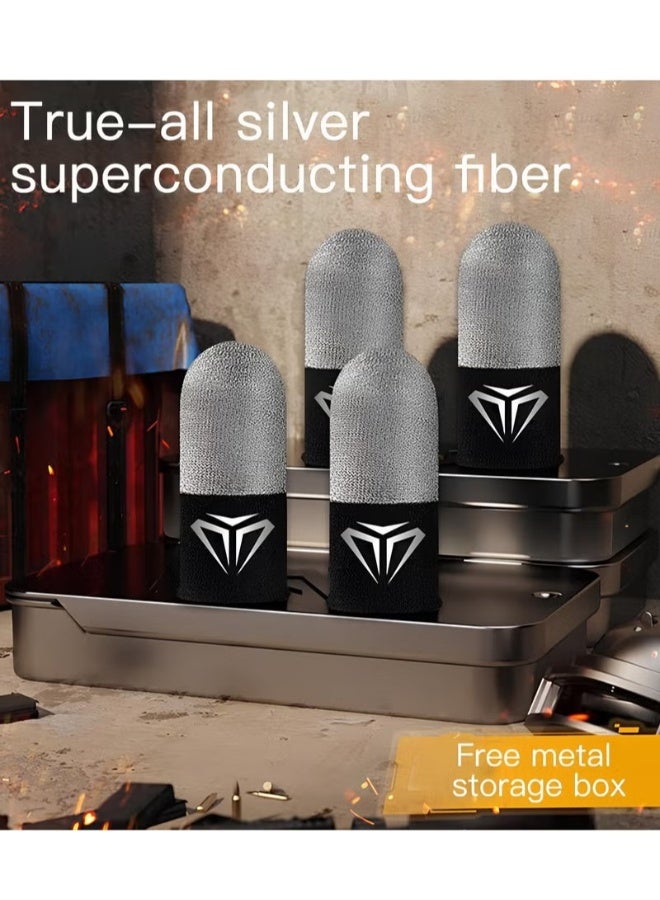 2 زوج أكمام أصابع لألعاب thumb أكمام أصابع لألعاب PUBG موبايل قفازات أصابع مضادة للانزلاق مع علبة ملحقات الألعاب - Image 5