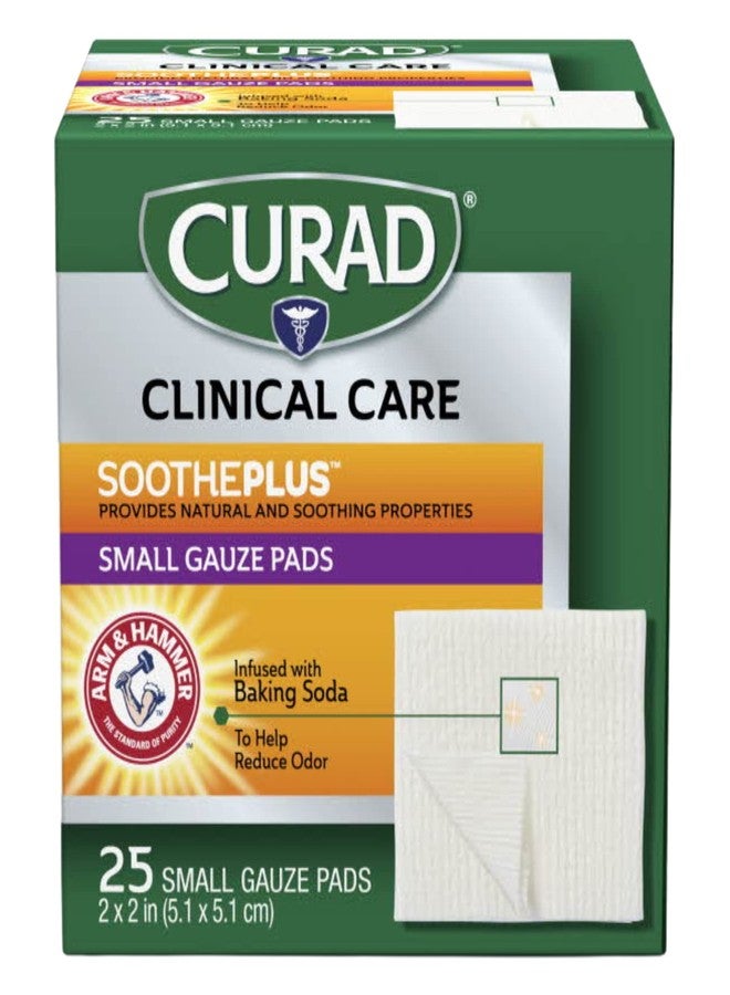 Curad SoothePlus Gauze Pads with Arm & Hammer Baking Soda, 2" x 2", 25 count (Pack of 1) - Image 1