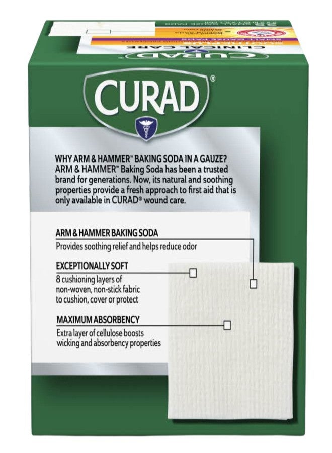 Curad SoothePlus Gauze Pads with Arm & Hammer Baking Soda, 2" x 2", 25 count (Pack of 1) - Image 2