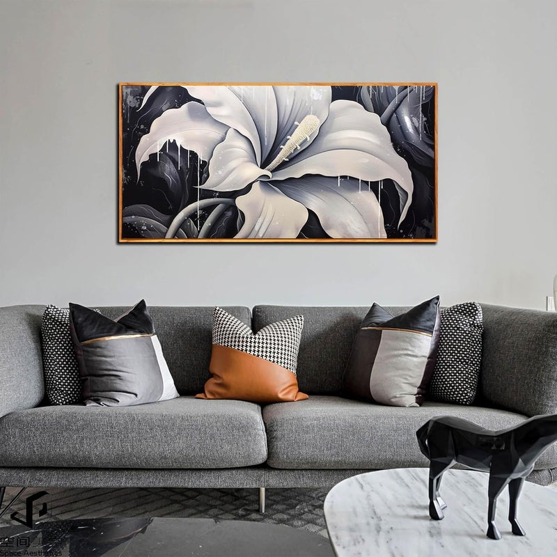CGXART Black and White Flower Canvas Wall Art - Image 2